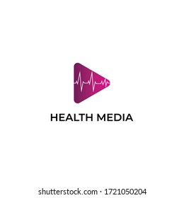 health media logo design - abstract heartbeat health logo template