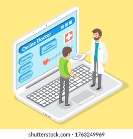 Health and medical consultation application on computer. Online medical consultation with doctor and medical app, healthcare and technology concept. Patient consulting a doctor using a mobile app