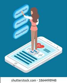 Health and medical consultation application on smartphone. Online medical consultation with doctor and medical app, healthcare and technology concept. Medical app on smartphone screen. Mobile medicine