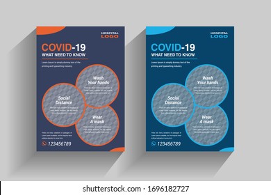 Health and medical flyer about coronavirus, Coronavirus information flyer, typography flyer about covid-19, print ready a4 size 