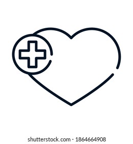 health medical heart cross vector illustration line icon