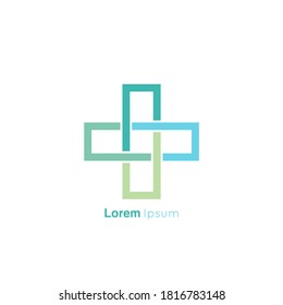 Health medical icon. Abstract vector logo design template. Entwined shape.