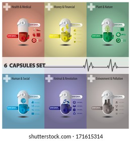 Health And Medical Infographic Capsule Set