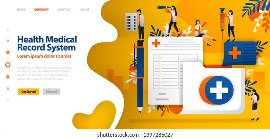 Health medical Record System. folder with cross symbol and registration form .vector illustration concept can be use for landing page, template, ui ux, web, mobile app, poster, banner, website