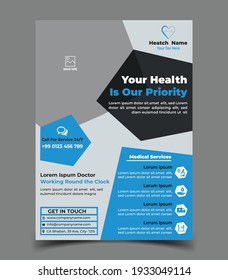 Health Or Medical Service Flyer Vector Template, Can USE Your Photo, Hospital Or Clinic Service Advertising Vector Template, EPS File