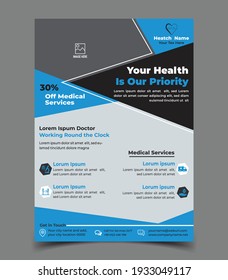 Health or Medical Service Flyer Vector Template, Can USE Your Photo, Hospital or Clinic Service Advertising Vector Template, EPS File