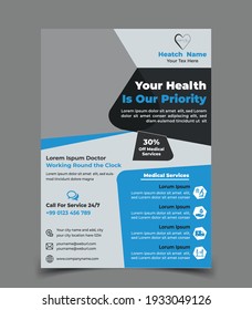 Health or Medical Service Flyer Vector Template, Can USE Your Photo, Hospital or Clinic Service Advertising Vector Template, EPS File