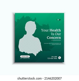 Health and medical social media post or web banner template design