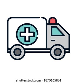 health medical transport ambulance emergency line and fill vector illustration
