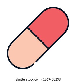 health medicine capsule vector illustration line and fill