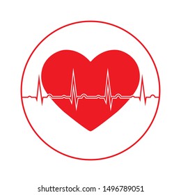 Health and medicine. Cardiogram of heart rate on the background of the silhouette of the heart