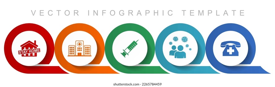 Health and medicine icon set, miscellaneous icons such as stay home, hospital, vaccine, people and emergency phone for webdesign and mobile applications, flat design infographic vector template in eps