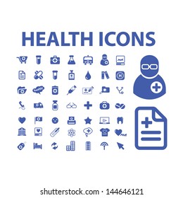 health, medicine icons, signs set, vector