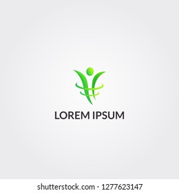 Health medicine therapy logo template. Gradient green color, simply, minimalist. Vector EPS10.