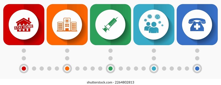 Health and medicine vector icons, hospital flat design web buttons collection, business concept infographic template