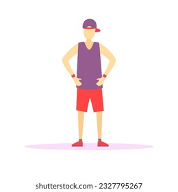 Los hombres de la salud están ejerciendo un juego de caracteres. Joven deportista sano posando, acción diferente. Gimnasio. Gente graciosa y amable realizando actividades deportivas. Banner vectorial de estilo de vida saludable. 