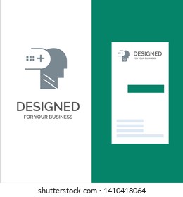 Health, Mental, Medical, Mind Grey Logo Design and Business Card Template