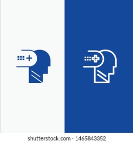 Health, Mental, Medical, Mind Line and Glyph Solid icon Blue banner Line and Glyph Solid icon Blue banner. Vector Icon Template background
