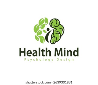 Health mind logo creative brain nature herbal psychology medical clinic