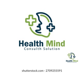 health mind logo creative design concept chat medical consult clinic plus