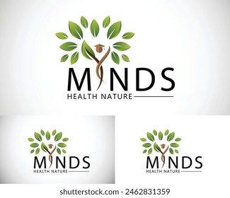health mind logo creative tree nature design concept psychology