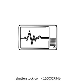 Health monitor hand drawn outline doodle icon. Heart digital monitor as heart rhythm testing concept vector sketch illustration for print, web, mobile and infographics isolated on white background.