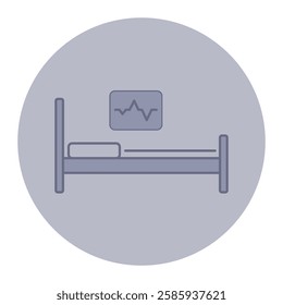 Health monitoring with bed and heartbeat line on wall. Care and wellness in medical settings concept