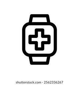 Health monitoring. Editable stroke vector icon.