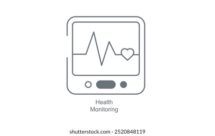 Icono de monitoreo de salud para App móviles que rastrea la aptitud y el bienestar