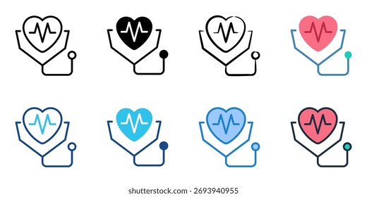 Health monitoring icon set multiple style collection 
