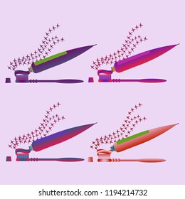 Health multicolor tooth hygienical dental brush instrument.