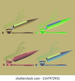 Health multicolored tooth hygienical dental brush tool.