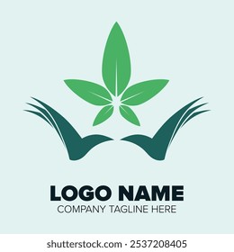 health nature care logo, hand nature logo, eco nature with hand company logo, vector illustration