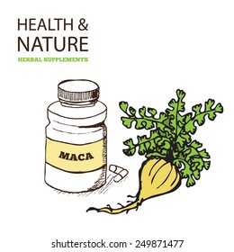 Health and Nature Supplements Collection. Maca - Lepidium meyenii