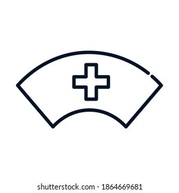 Health Nurse Hat Uniform Medical Line Icon Vector Illustration