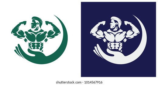 Health, Nutrition, Fitness logo design template.
