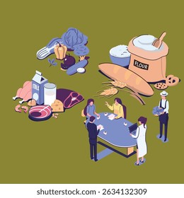 health and nutrition workshop flat style isometric