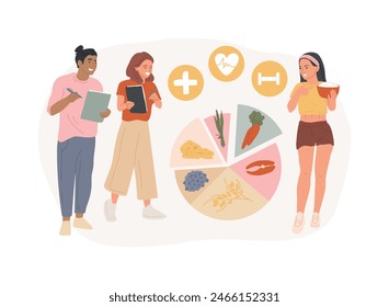 Health and nutrition workshop isolated concept vector illustration. Healthy eating workshop, nutrition habits corrective, preventive children care, learn cooking, losing weight vector concept.