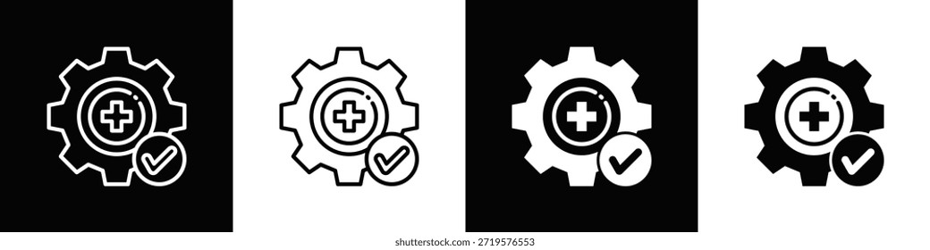 Icono de optimización de salud Estilo de fondo blanco y negro