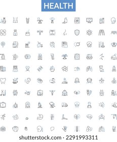 Health outline icons collection. wellness, healthcare, nutrition, diet, exercise, lifestyle, medicine vector illustration set. fitness, healthiness, hygiene line signs