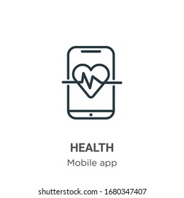 Health outline vector icon. Thin line black health icon, flat vector simple element illustration from editable mobile app concept isolated stroke on white background