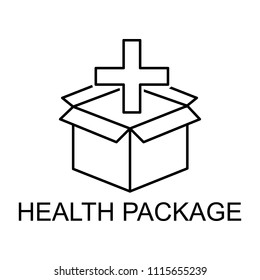health package line icon. Element of medicine icon with name for mobile concept and web apps. Thin line health package icon can be used for web and mobile on white background