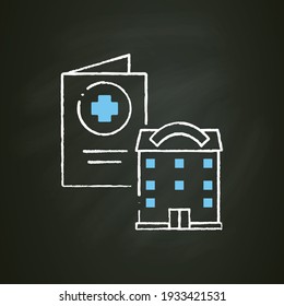 Health passport chalk icon. Necessary document about health status. Vaccinated card. Necessarily in government place, school and bank. Isolated vector illustration on chalkboard