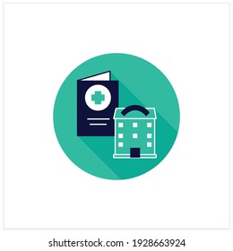 Health passport flat icon. Necessary document about health status. Vaccinated card. Necessarily in government place, school and bank.Covid19 concept. Vector illustration