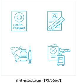 Health passport gradient icons set.World vaccination.Covid immunity. Information about health status.Isolated vector illustration.Suitable to banners, mobile apps and presentation