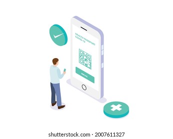 Health passport isometric 3d vector concept for banner, website, illustration, landing page, flyer, etc.