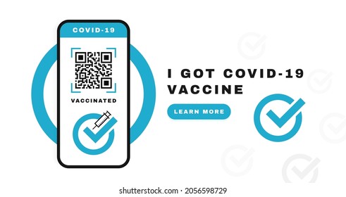 Mobile Health Pass App für Reise und Kontrolle geimpft. Elektronischer Covid-19 Pass mit QR-Code auf Smartphone-Bildschirm. Negative Coronavirus-Prüfung gültige Bescheinigung. Vektorgrafik.