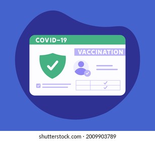 Health Passport Of Vaccination For Covid-19 Icon. Safe Travel In Pandemic. Concept Of Vaccination Certificate, Coronavirus Vaccine, Covid-19 Id Card App. Vector Illustration For Web Design