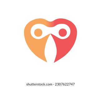 Health people care logo template. Community Care Logos. Day of valentine week.Two hands forming a heart shape, symbolizing the love and positive emotions that come with effective communication.