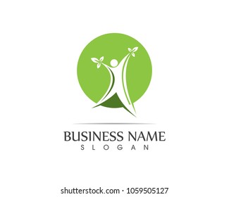 Health people leaf logo design illustration